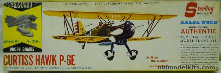 Sterling Curtiss P-6E Hawk Drops Bombs In Flight - 16 inch Wingspan Flying Model, A10-149 plastic model kit